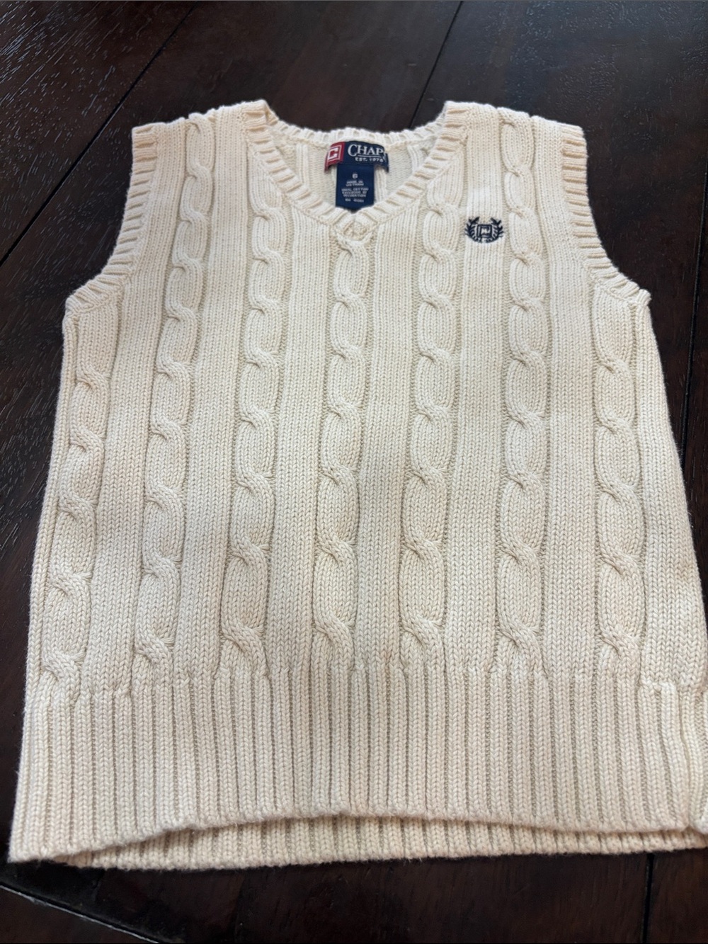 Chaps boys Cream Cable-Knit V-Neck Sweater Vest